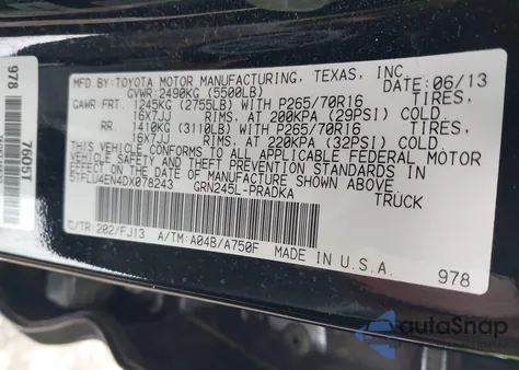 2013 Toyota Tacoma Base V6 from USA, damaged, VIN 5TFLU4EN4DX078243